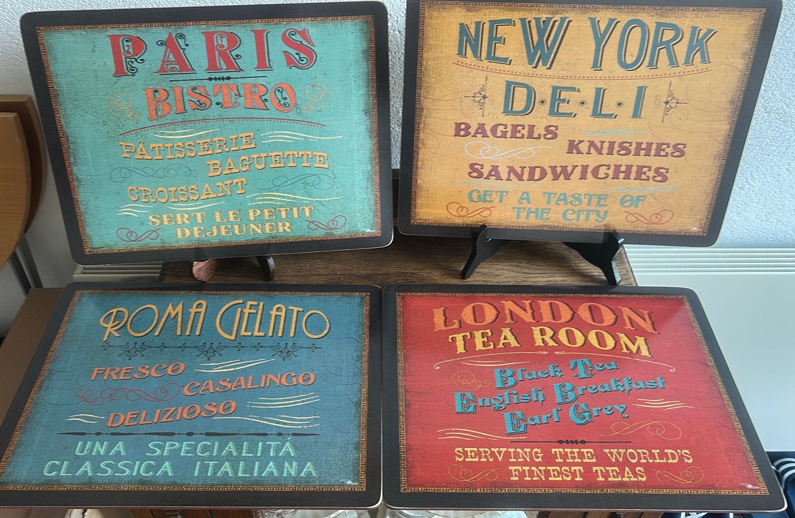 4 Vintage Pimpernel Placemats Paris-Roma-London-New York set, Placemat, Meerkleurig, Ophalen of Verzenden, Zo goed als nieuw