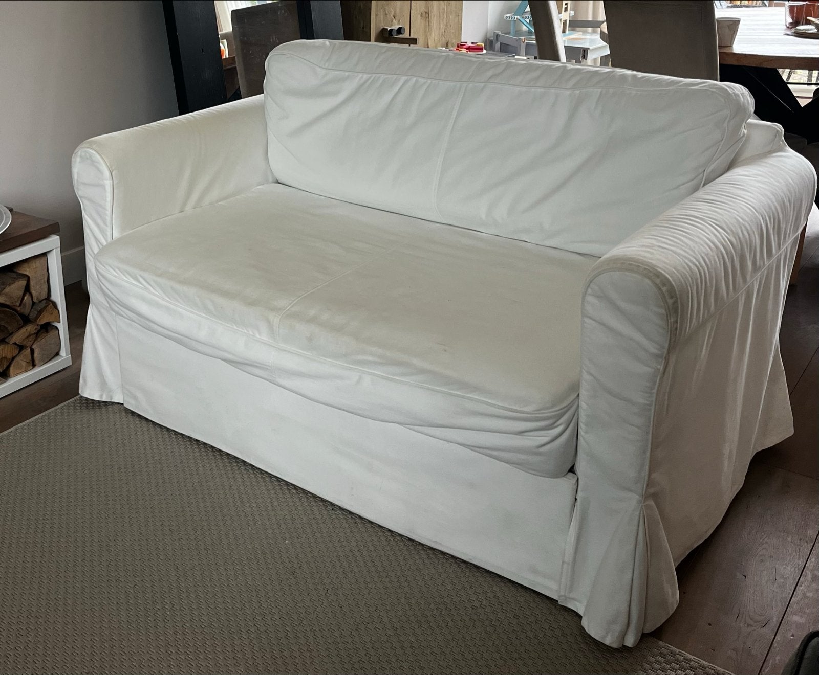 IKEA Hagalund slaapbank - Wit,  goed!, Huis en Inrichting, Ophalen, Wit, Tweepersoons, 140 cm