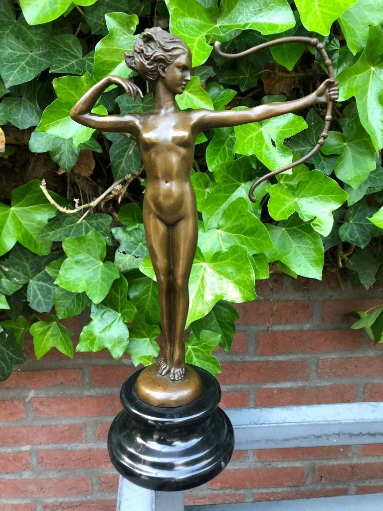 bronzen Diana godin van de jacht met boog, Ophalen of Verzenden, Brons