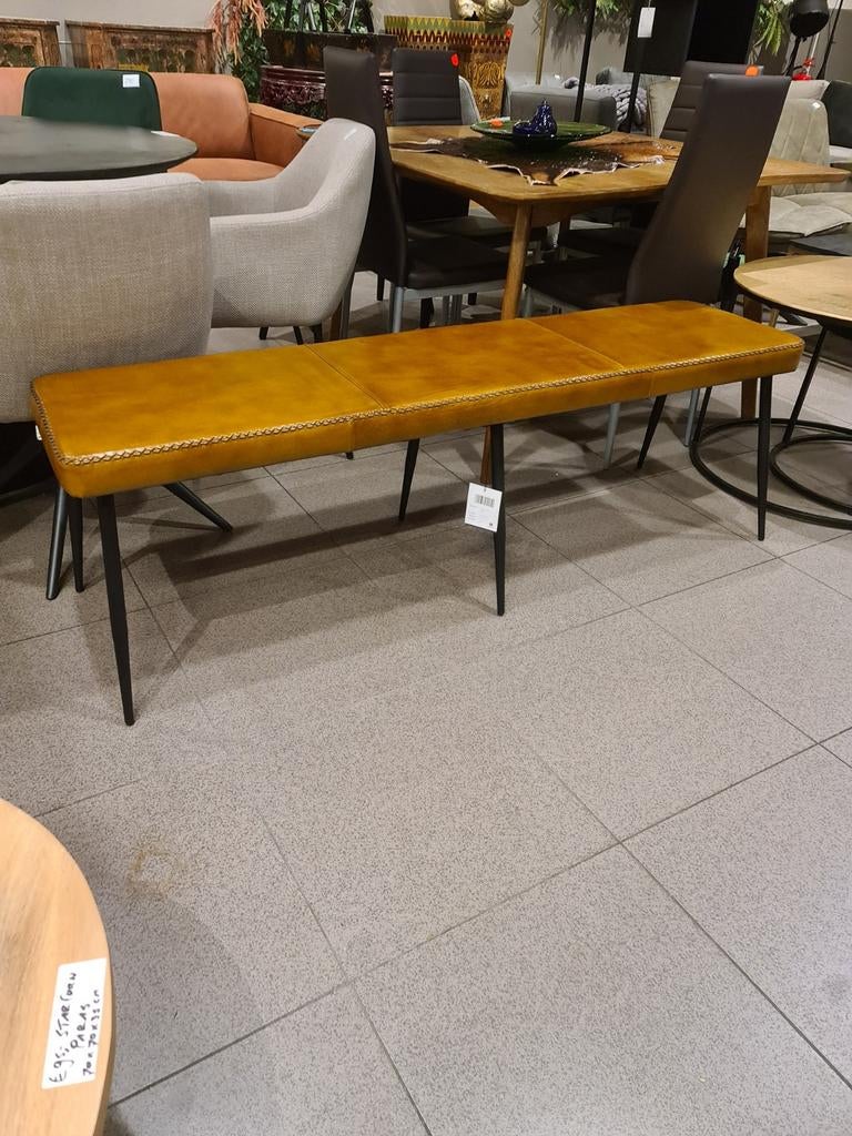 Nieuwe icathcers eetkamerbank interlagos leer cognac €185, Ophalen, Industrieel landelijk barok brocante koloniaal boheems vintage