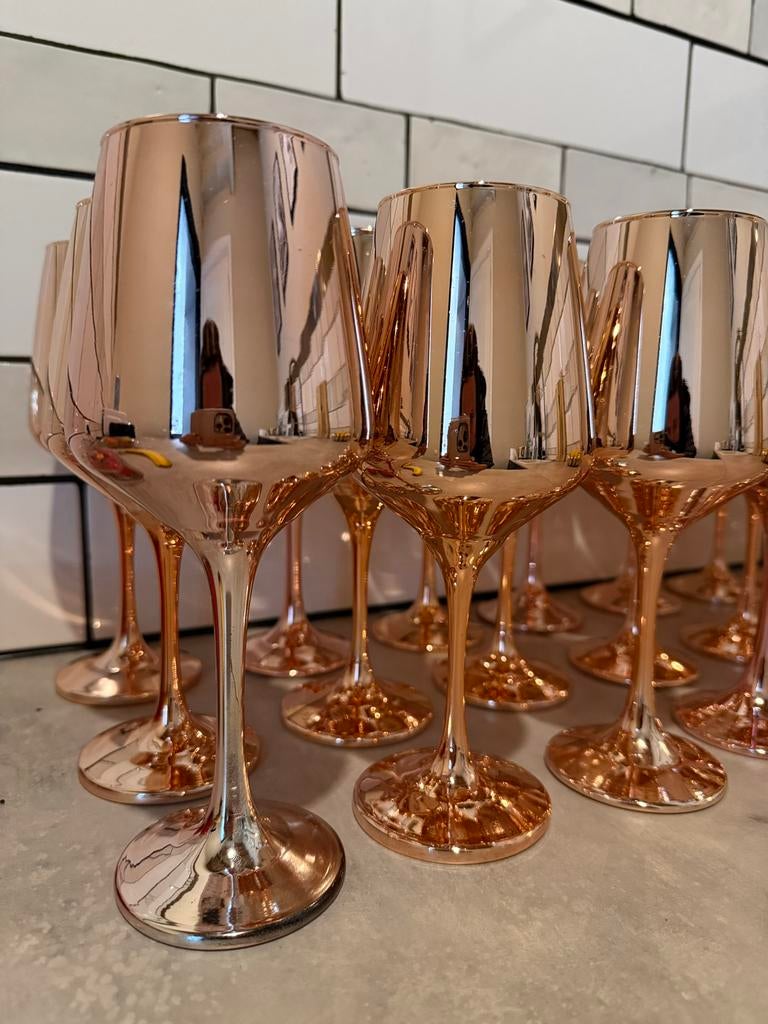 Xenos wijnglas koperkleurig, Ophalen, Glas of Glazen, Effen, Glas