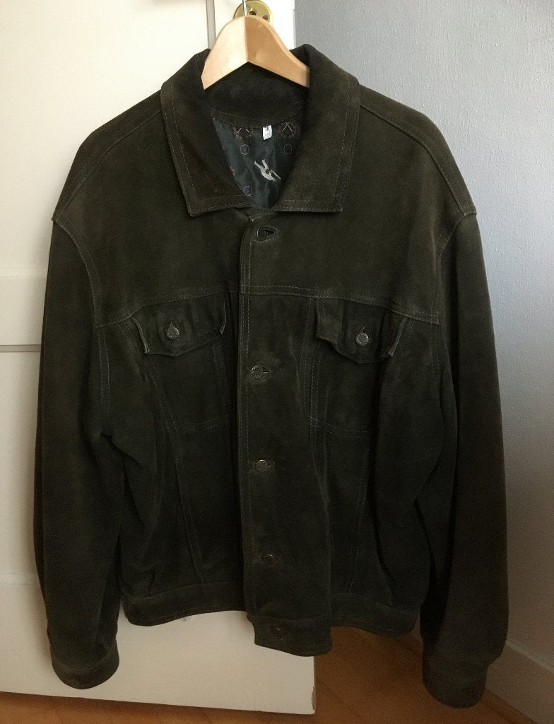 Vintage suède leren heren winterjas, maatkleding, maat XL, Kleding | Heren, Ophalen of Verzenden, Zo goed als nieuw, Maat 56/58 (XL)