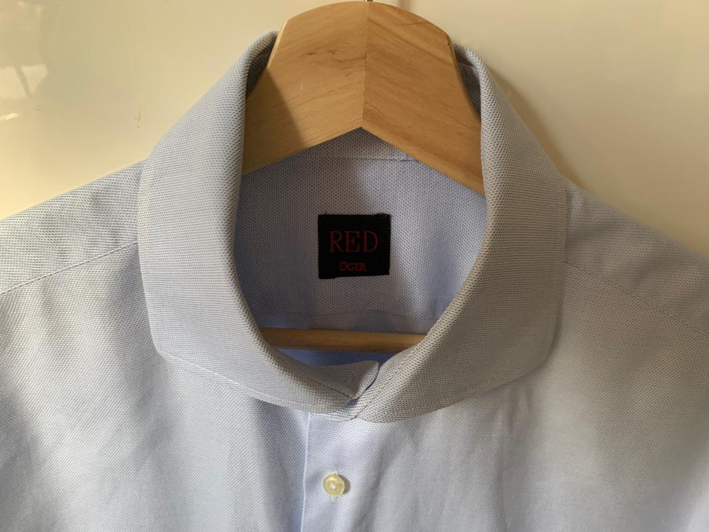 Oger Red lichtblauw overhemd 41, Kleding | Heren, Overhemden, Blauw, Ophalen of Verzenden, Zo goed als nieuw, Halswijdte 41/42 (L)