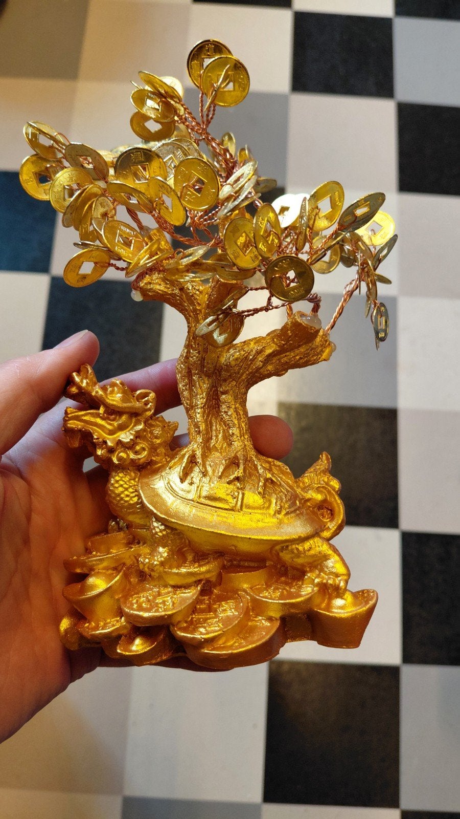 Geluks bonsaiboom met geluksmunten, Ophalen of Verzenden