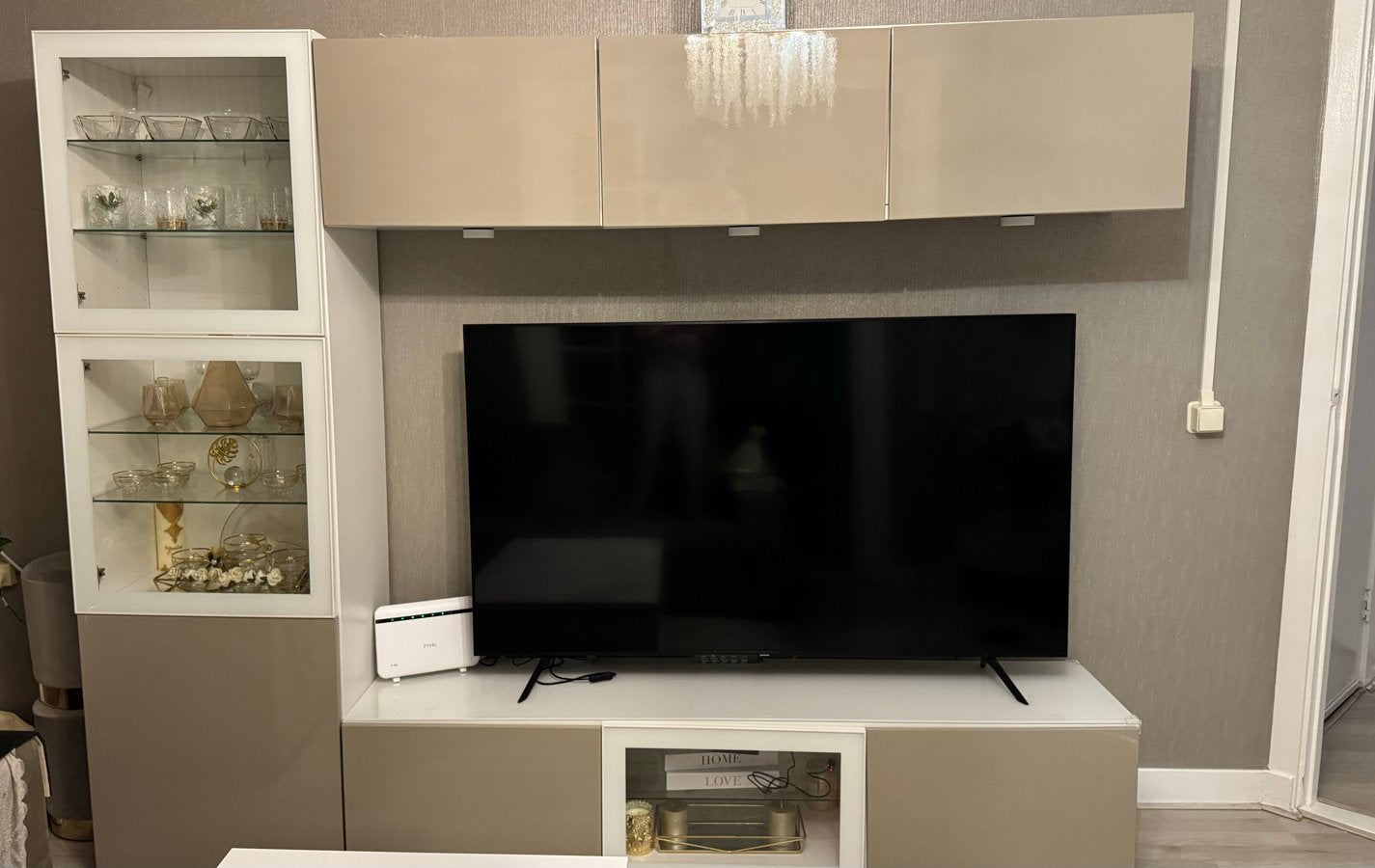 IKEA Besta TV meubel set of in delen in de kleur SELSVIKEN, Ophalen, Gebruikt, 150 tot 200 cm, Glas