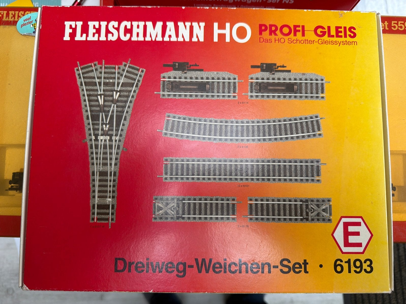 Fleischmann H0 6193 Profi-Gleis Dreiweg-Weichen-Set E NIEUW, Gelijkstroom, Fleischmann, Nieuw, Rails