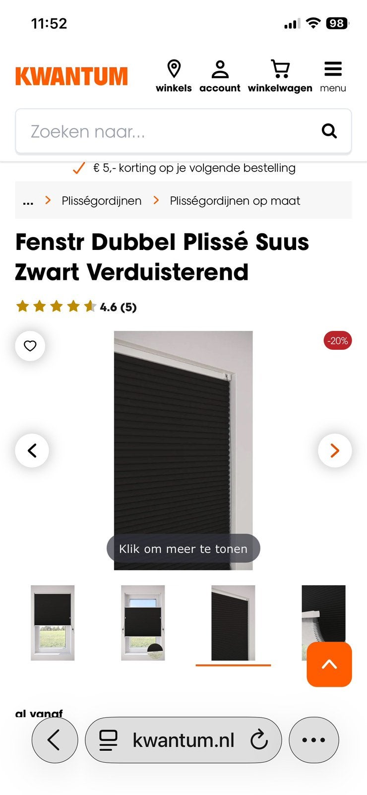 Nieuw verduisterend dubbel plisse rolgordijn, Huis en Inrichting, Ophalen, Kwantum, Verduisterend, Zwart