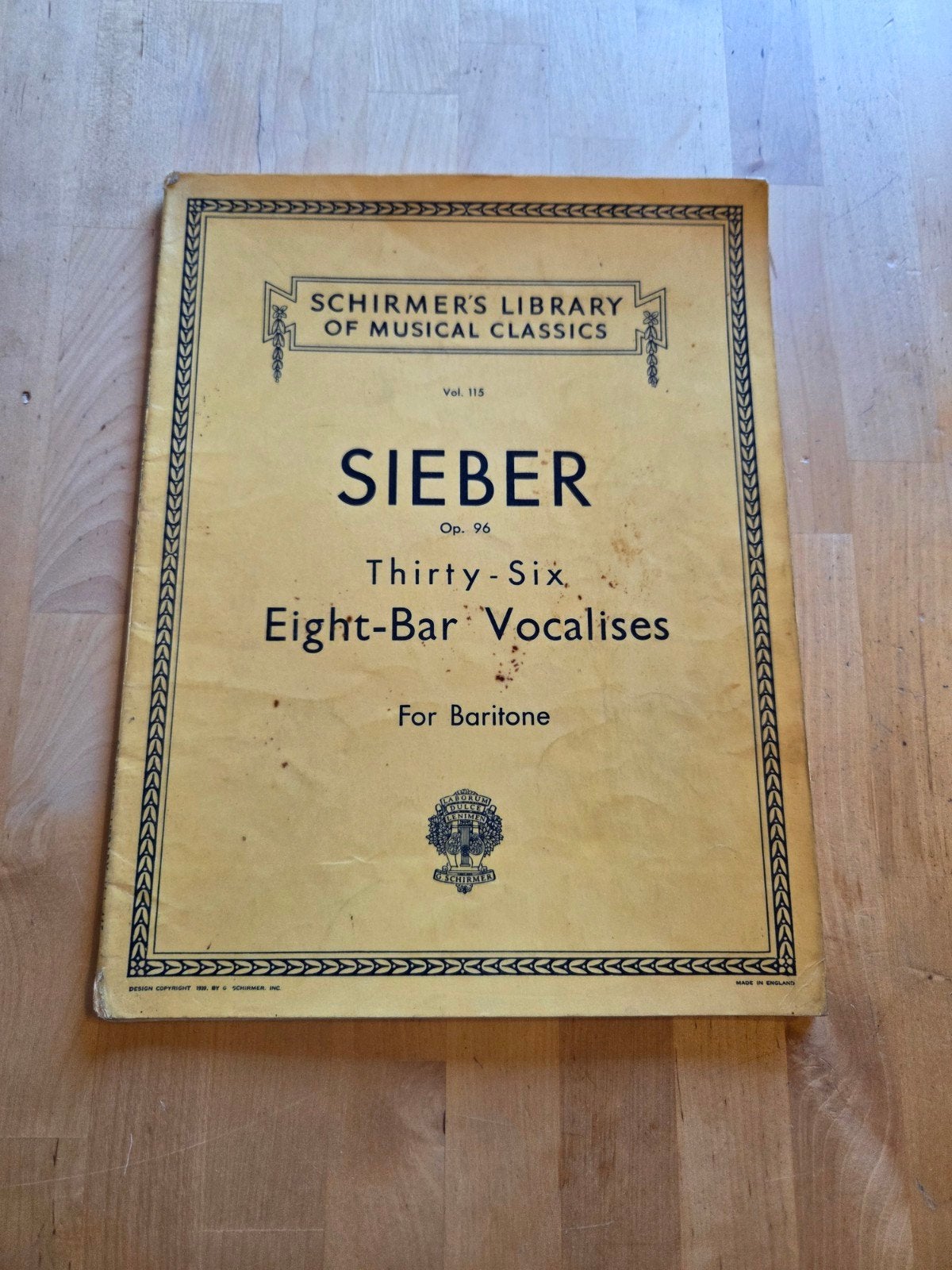 Sieber Op. 96: Thirty-Six, Eight-Bar Vocalises voor Bariton, Gebruikt, Verzenden, Klassiek, Zang