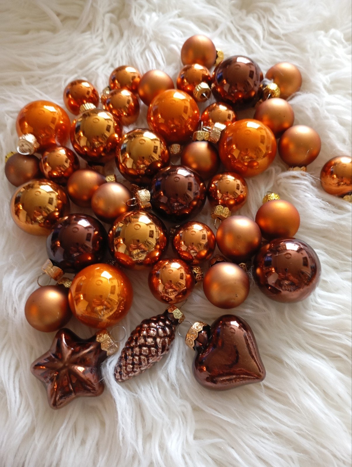 38 GOUD/KOPER KLEUR GLAZEN KERSTBALLETJES NU 12€ ZIE FOTO,S., Ophalen of Verzenden