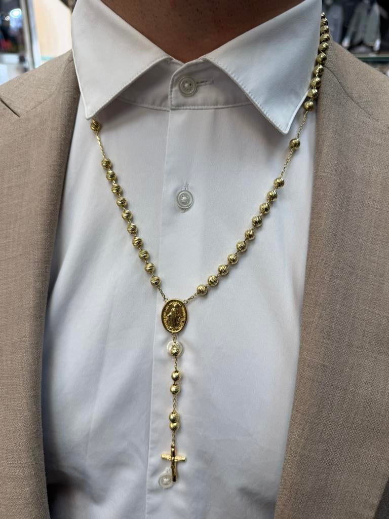 14k Rozenkrans ketting unisex MASSIEF, Ophalen of Verzenden, Nieuw, Goud