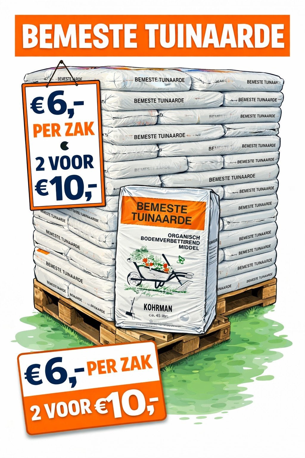 Bemeste Tuinaarde 45L - Organisch Bodemverbeterend Middel, Tuin en Terras, Zand, Ophalen