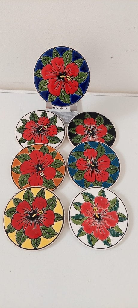 7 Vintage keramische tegel onderzetters  Griekenland, Eu, Eu, Steen/keramiek, Glasonderzetter