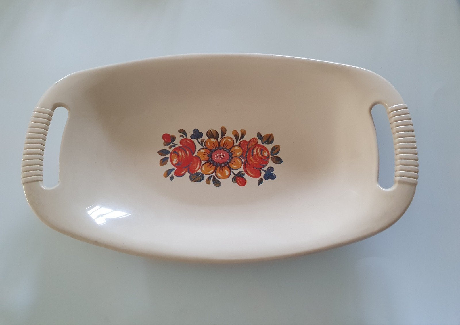 Vintage Emsa serveerschaal met bloemmotief, Antiek en Kunst, Ophalen of Verzenden