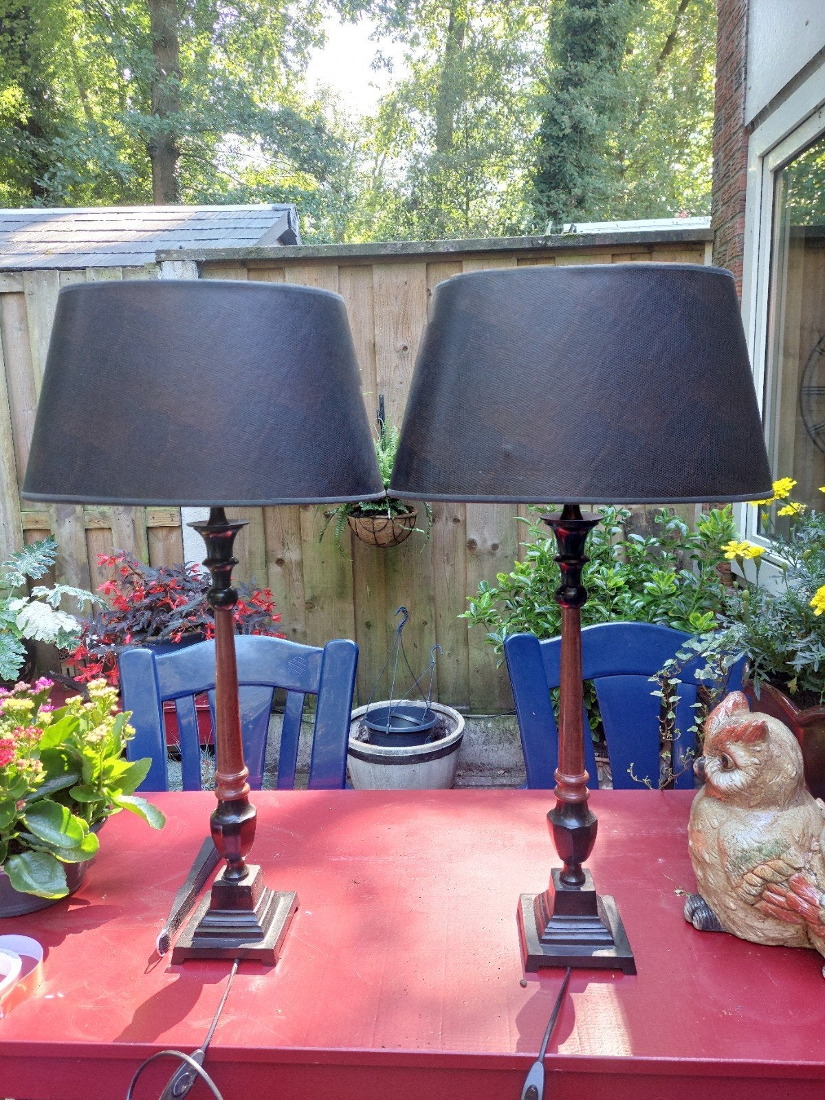 tafellampen 2x, Huis en Inrichting, Lampen | Tafellampen, Ophalen, Gebruikt, E27 (groot), 75 cm