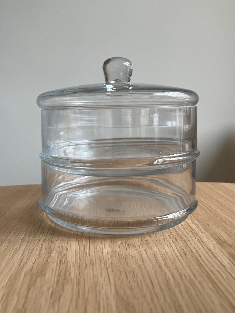 Glazen lagen pot / bonbonnerie / snoeppot - nieuw, Ophalen of Verzenden, Nieuw, Glas