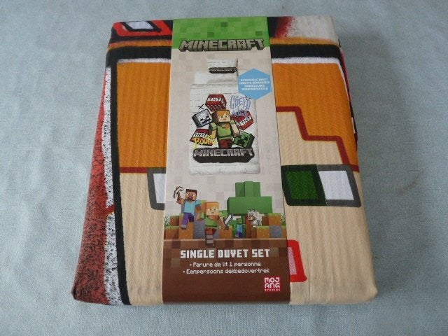   Minecraft Dekbedovertrek en sloop  Dubbelzijdig  Nieuw, Dekbedovertrek, Nieuw, Ophalen of Verzenden, Overige kleuren