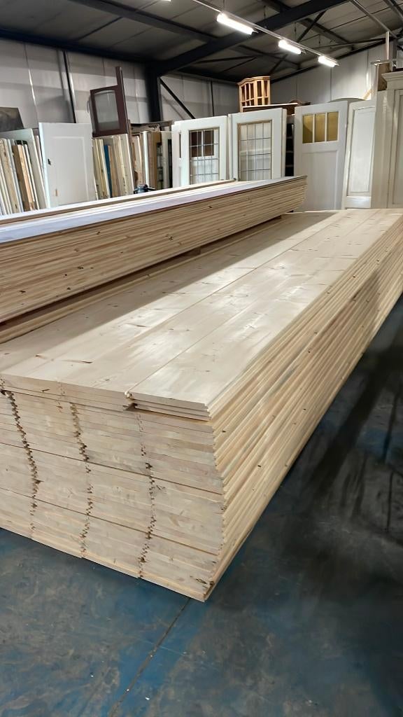 Vurenplanken nieuw 5 meter lang, 28 cm breed en 25 mm dik., Doe-het-zelf en Verbouw, Hout en Planken, Ophalen, Minder dan 25 mm