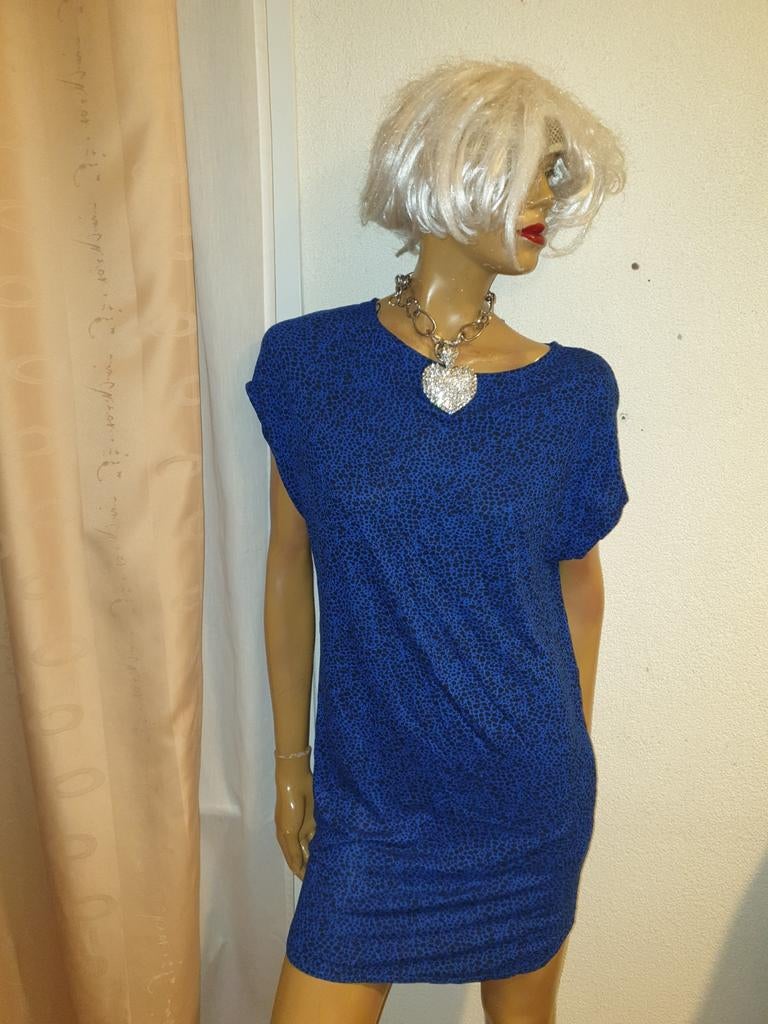 Blauwe jurk met print van anti blue maat M zgan, Maat 38/40 (M), Blauw, Anti blue, Ophalen of Verzenden