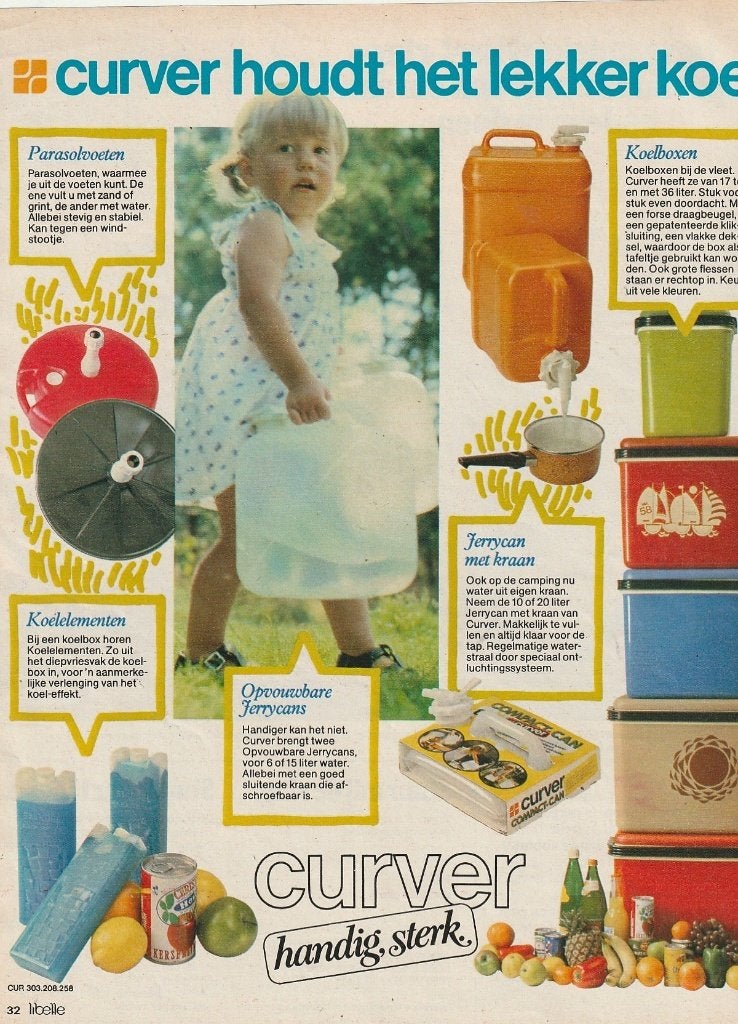 retro reclame 1979 Curver handig sterke plastic spullen, Verzamelen, Retro, Verzenden, Overige typen