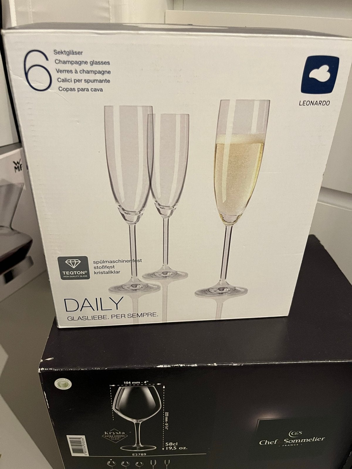 Leonardo Champagne glazen, 12 stuks nieuw in doos, Ophalen, Nieuw, Glas, Glas of Glazen
