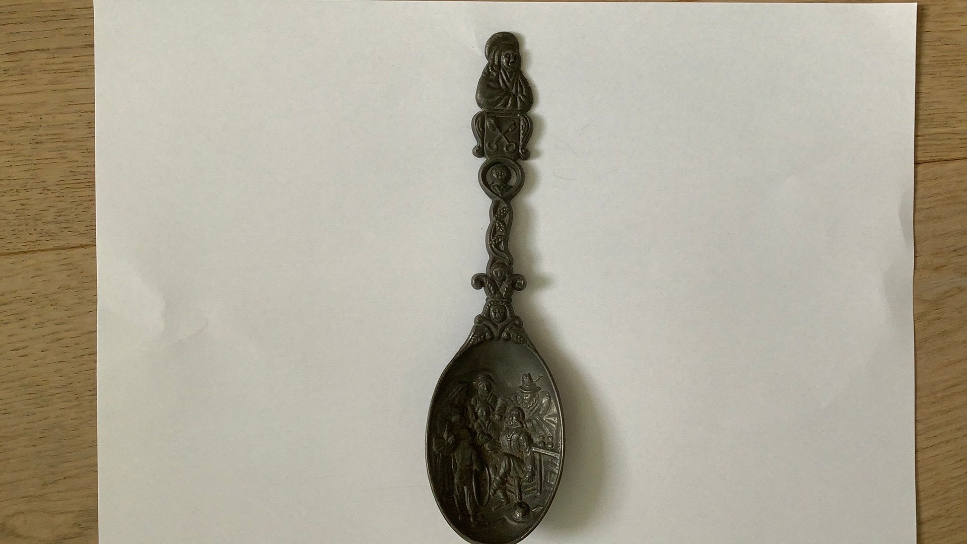 Tinnen Leidse lepel vintage, Antiek en Kunst, Antiek | Tin, Ophalen of Verzenden