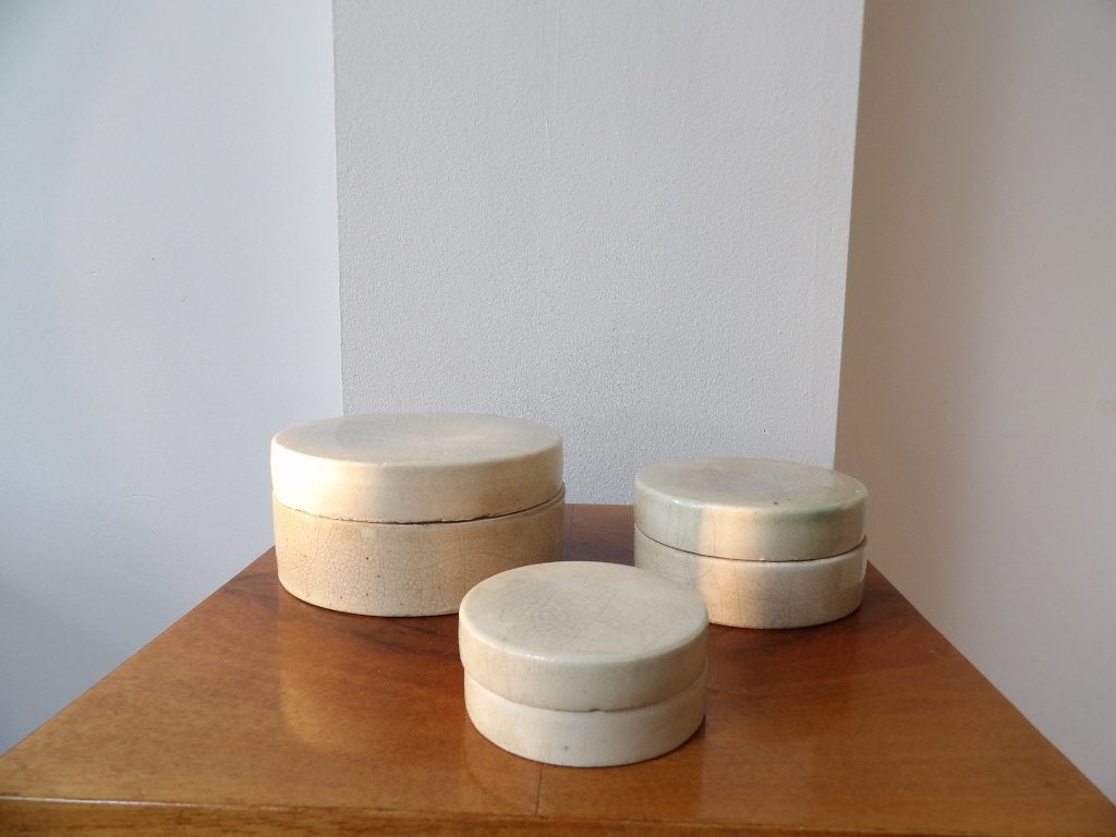 Art Deco Franse Doosjes rond, craquele Aardewerk, Ophalen of Verzenden