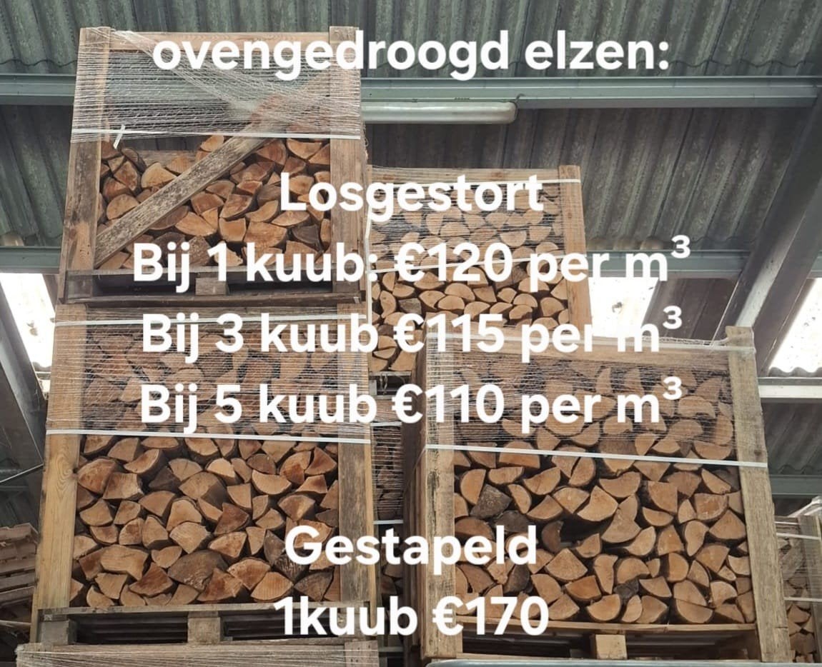 Ovengedroogd Elzenhout - Losgestort of Gestapeld, 6 m³ of meer, Ophalen of Verzenden, Elzenhout, Blokken