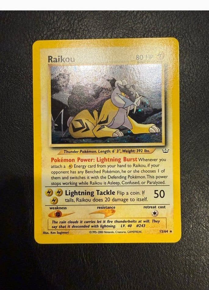 Raikou Neo Revelation Pokémon kaart, Ophalen of Verzenden, Gebruikt, Losse kaart, Foil