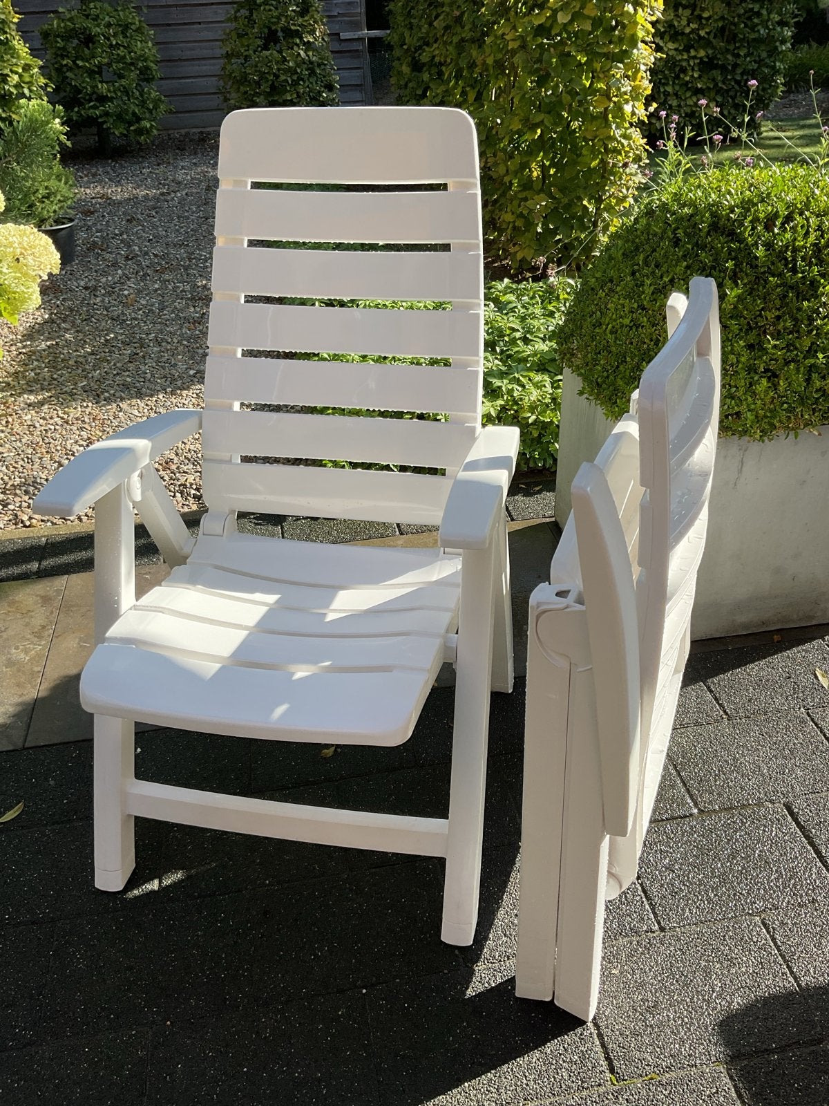 Witte Hartman tuinstoel 3 stuks z.g.a.n., Ophalen, Gebruikt, Kunststof, Inklapbaar