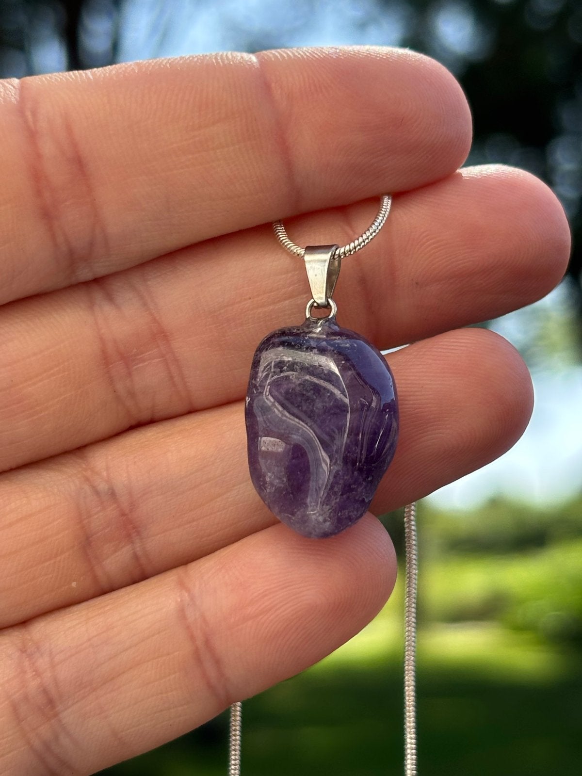 Handgemaakte Amethist Edelsteenketting, Sieraden, Tassen en Uiterlijk, Kettingen, Paars, Nieuw, Ophalen of Verzenden, Steen of Mineraal