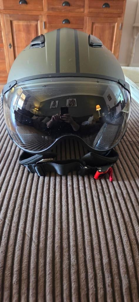 Zeer mooie legergroene helm met vizier slechts 2x gedragen, Ophalen of Verzenden, Zo goed als nieuw, Extra large of groter, Vito Helmets