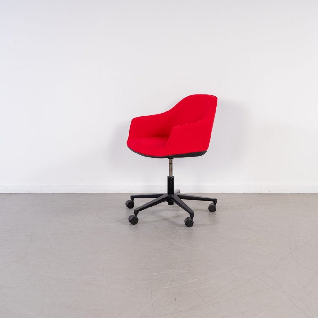 Vitra Softshell Bureaustoel Rood Leer - Zwart, Niet ingevuld, Zo goed als nieuw, Niet ingevuld, Niet ingevuld