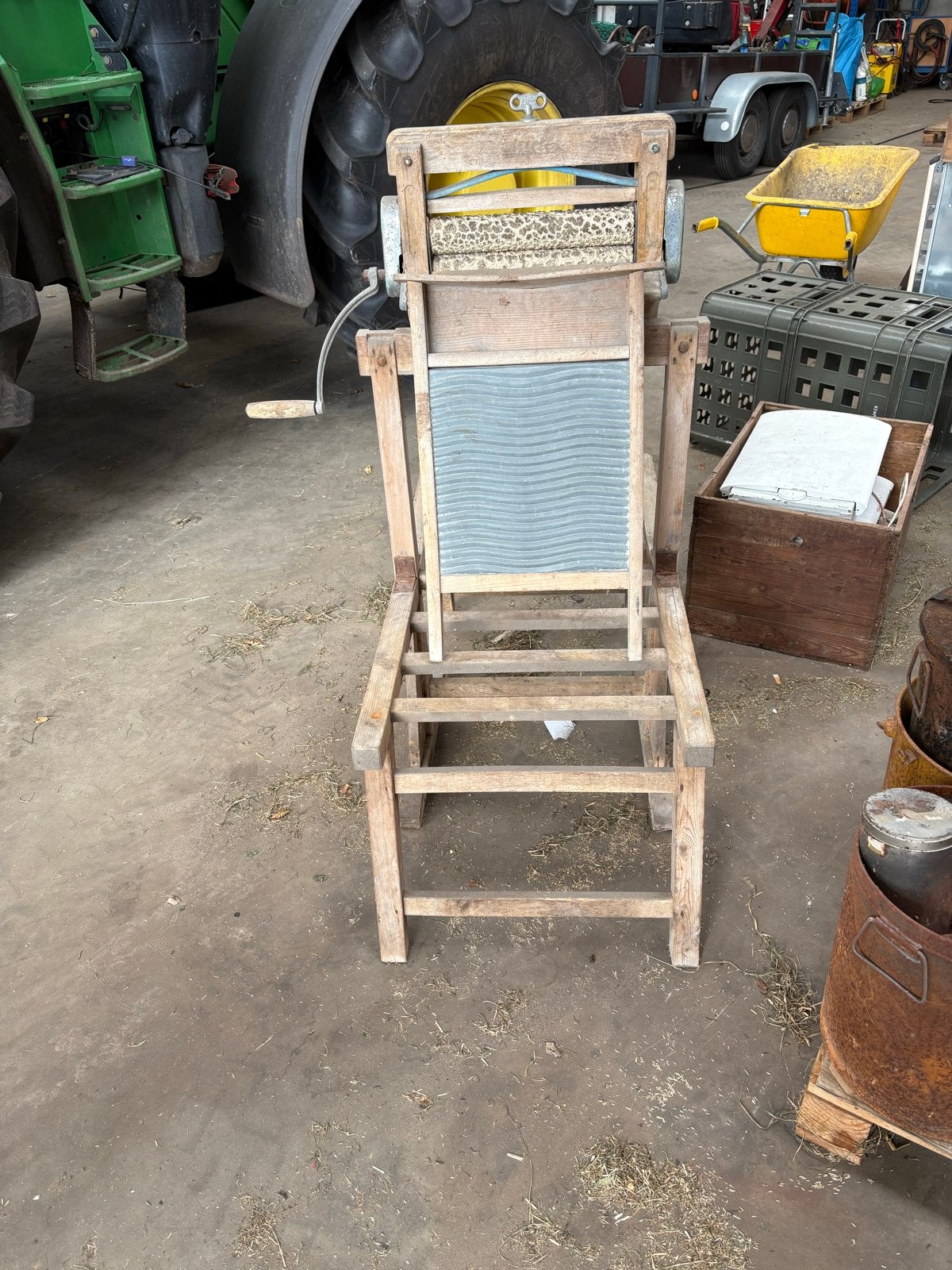 Antieke houten wasmachine met wringer en wasbord, Antiek en Kunst, Ophalen of Verzenden