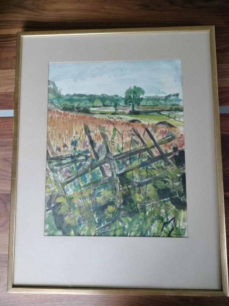 Schilderij B. Hinteregger, Ophalen, Impressionistisch, Landschap, Aquarel