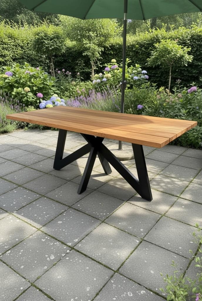 Tuintafel Douglas Hout | Stalen Vlinderpoot | Alle Maten