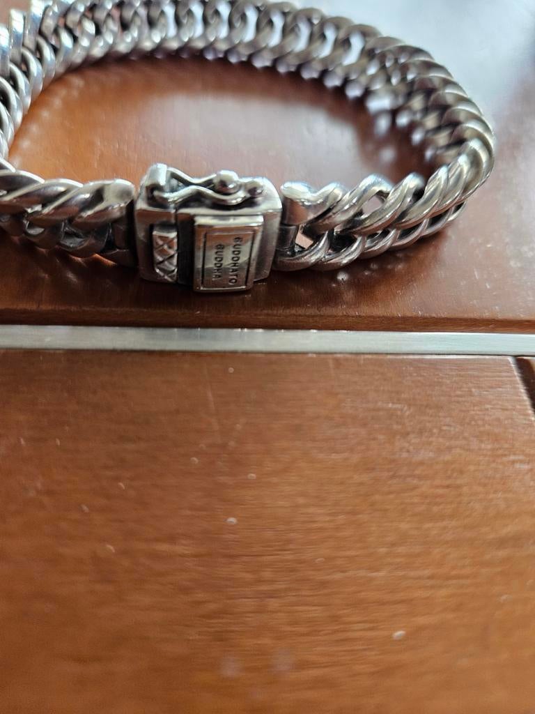 Buddha to Buddha armband - Zilveren schakelarmband, Ophalen of Verzenden, Zo goed als nieuw, Zilver, Zilver