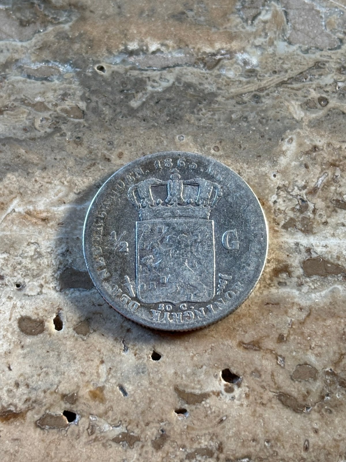 1/2 gulden 1863 Willem III, zilver, Postzegels en Munten, Munten | Nederland, ½ gulden, Koning Willem III, Zilver, Ophalen of Verzenden