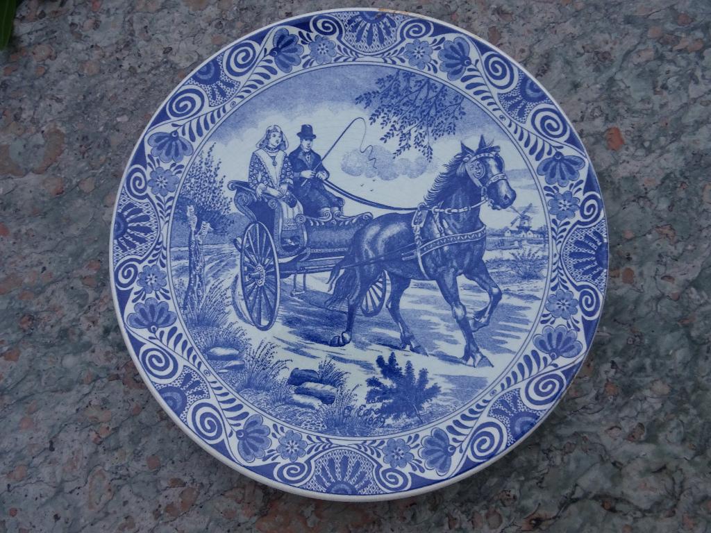 Groot Delfts Blauw wandbord Chemkefa Holland, Rijtuig, Ophalen of Verzenden