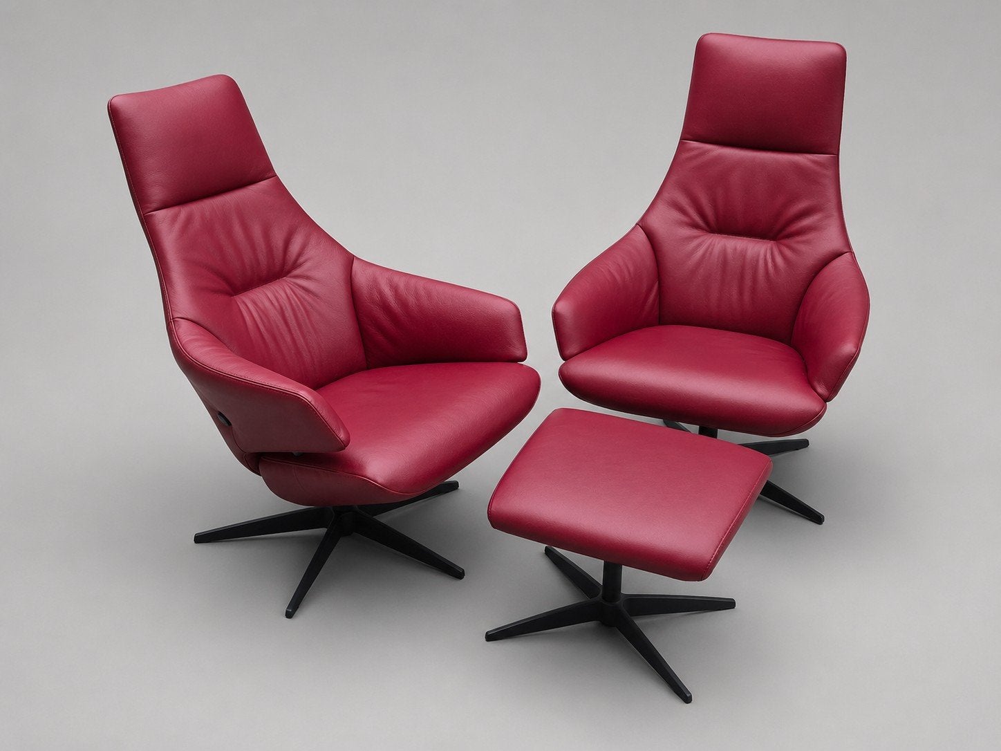 2 x Gealux Design Evolution Basic  Relaxfauteuil + Hocker, Huis en Inrichting, Fauteuils, Zo goed als nieuw, Leer, 50 tot 75 cm