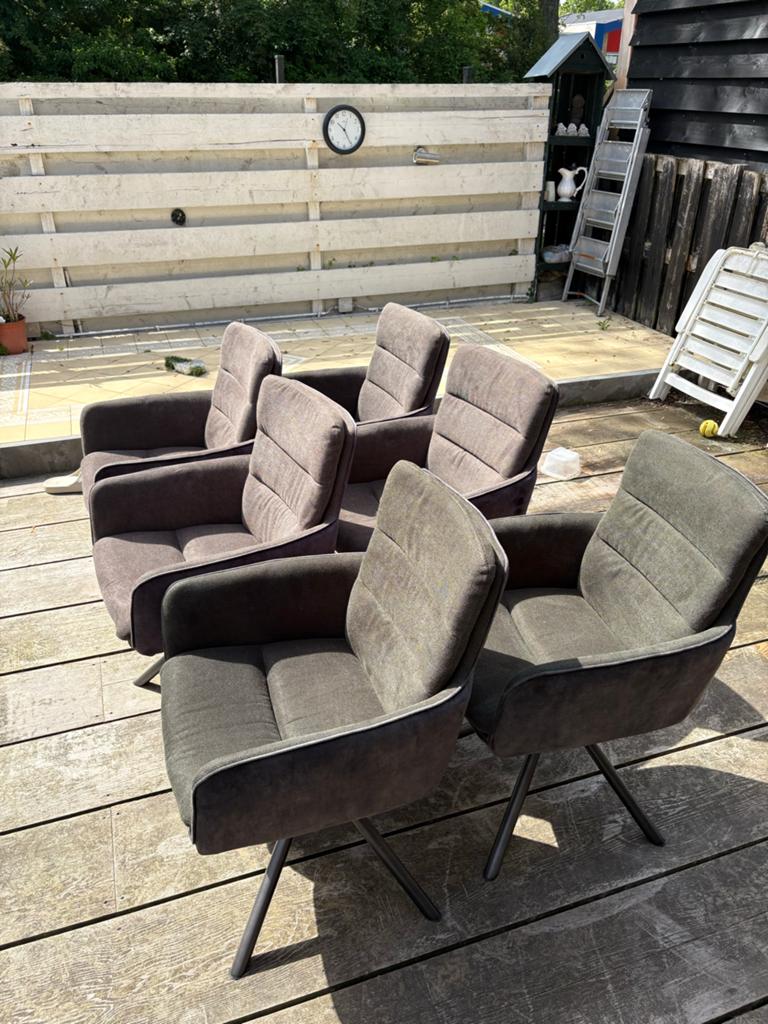 6x Comfortabele Eetkamerstoelen - Draaibaar, Huis en Inrichting, Stoelen, Ophalen, Gebruikt, Overige kleuren, Stof