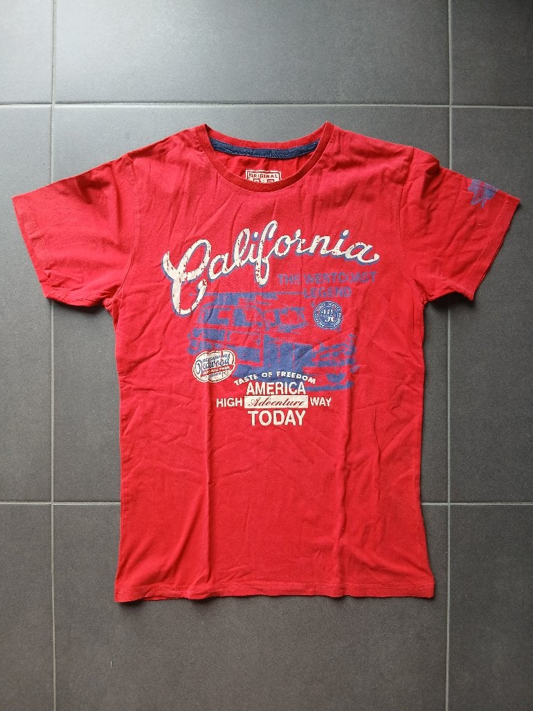 Rood T-shirt met 'California' opdruk - Maat L, Maat 52/54 (L), Verzenden, Rood, Original T-Shirt