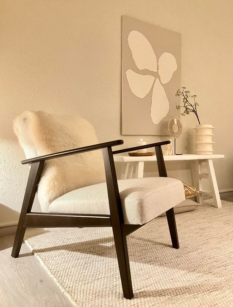 Ikea Ekenaset fauteuil  (donkerbruin, beige, ZGAN!), Huis en Inrichting, Fauteuils, Ophalen, Zo goed als nieuw, Stof, 50 tot 75 cm