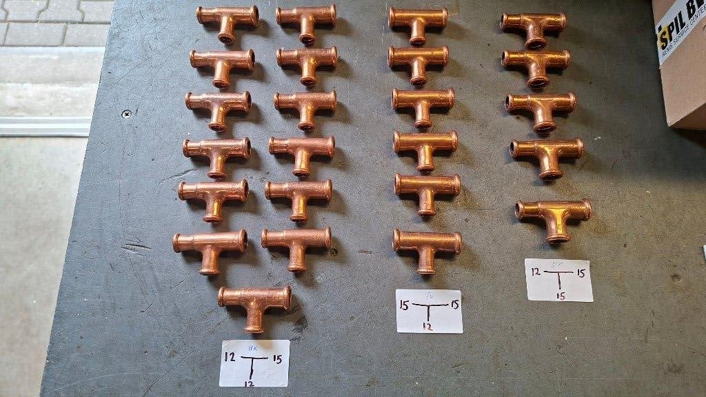 24x Koperen T-Koppelingen koppeling Waterleiding. NIEUW!, ,, Nieuw, Ophalen of Verzenden, ,