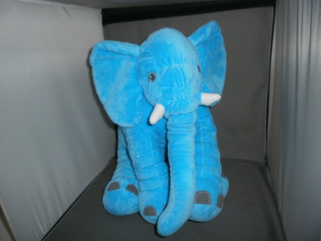 olifant blauw velours grijze tenen witte slagtanden 40cm, Overige merken, Overige karakters, Blauw, Nieuw