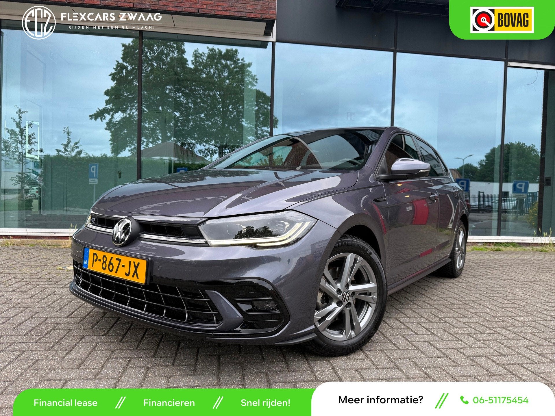 Volkswagen Polo 1.0 TSI R-Line - Automaat - Navi - Camera -, Auto's, Dealer onderhouden, Gebruikt, Leder en Stof, 49 €/maand
