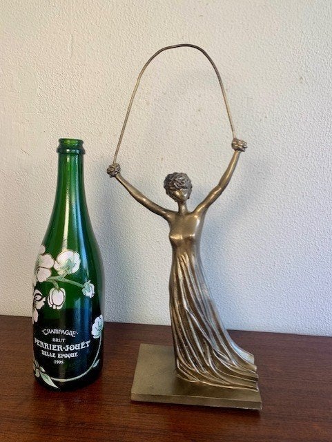 Brons Beeld 'Alice in Wonderland' naar Salvador Dali, Antiek en Kunst, Ophalen of Verzenden, Brons, 20 - 50 cm, Goud