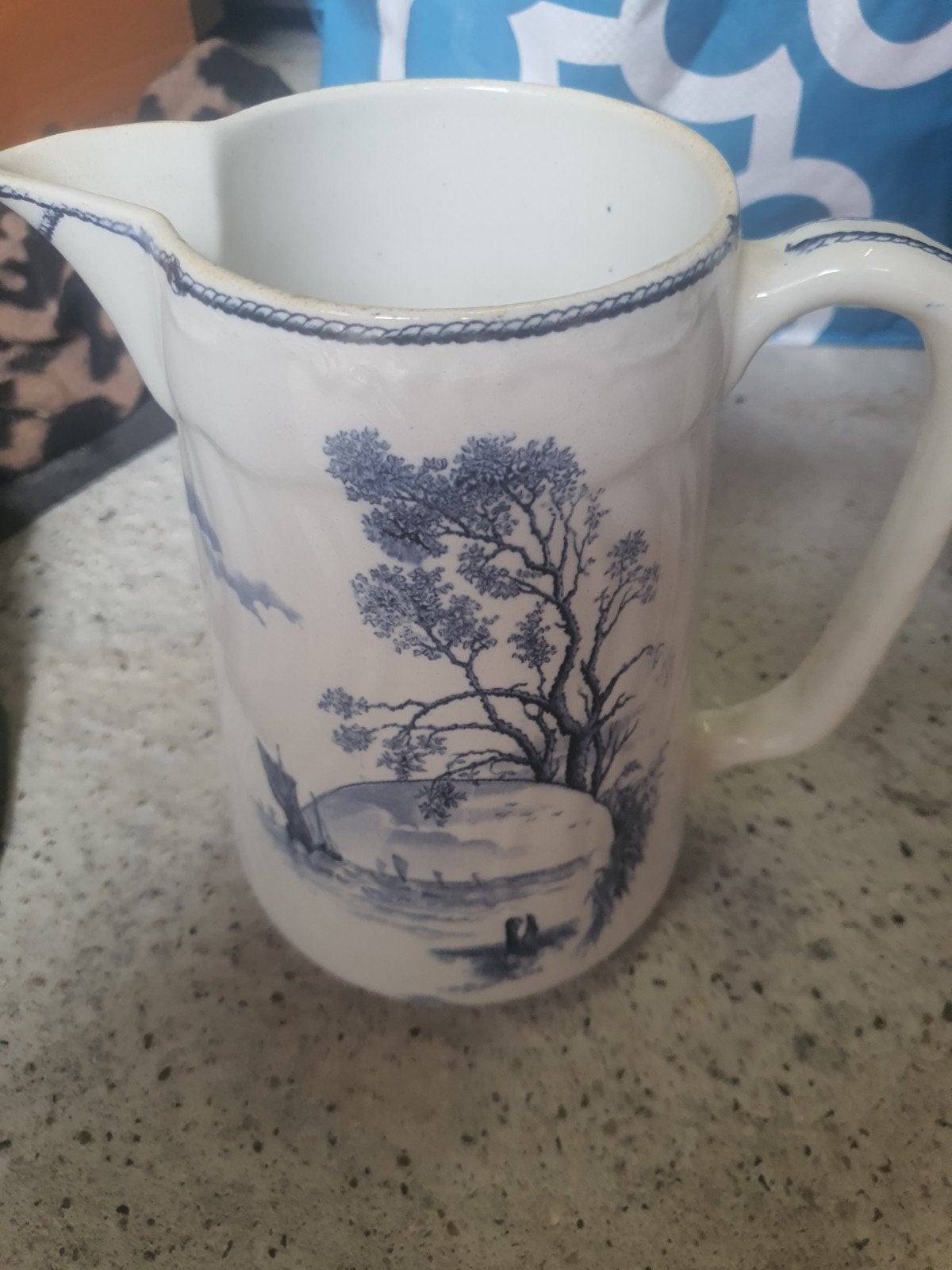 Antieke porseleinen kan met blauw-wit decor, Antiek en Kunst, Ophalen of Verzenden