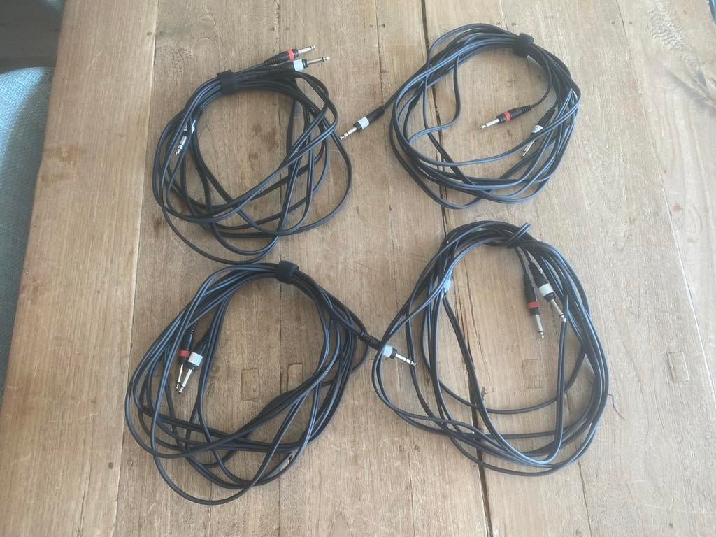 4x Jack naar Dubbel Jack Kabels 5 Meter - Audio Kabels, Gebruikt, Ophalen of Verzenden, Nvt, Apparatuur