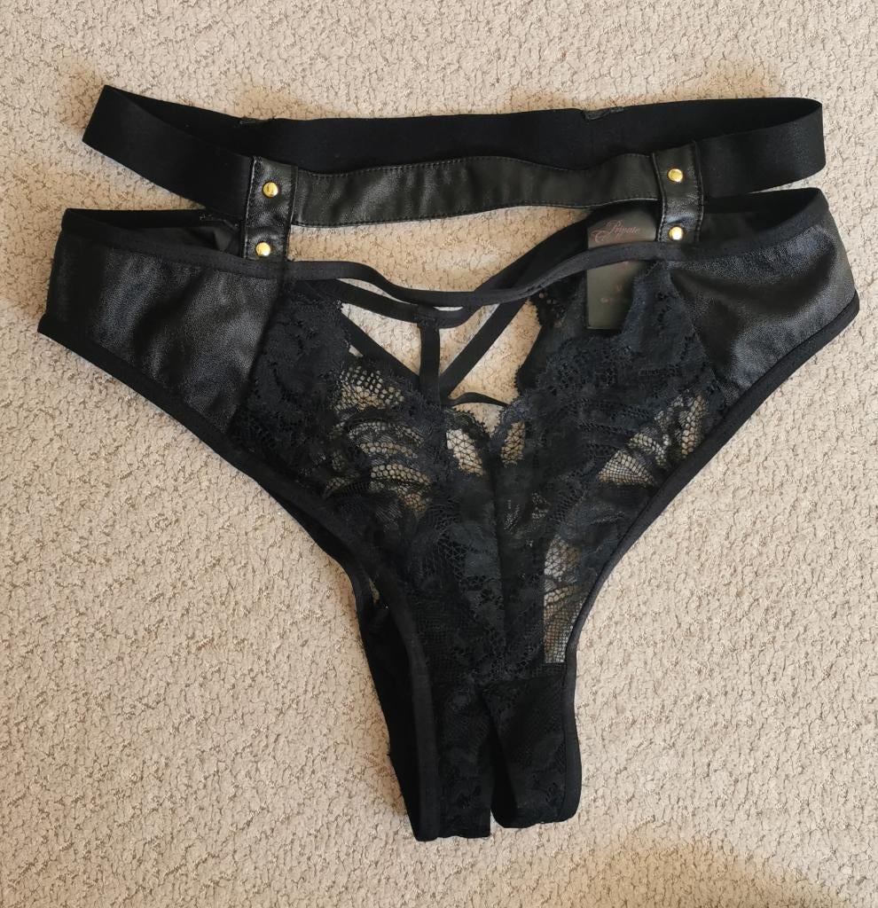 Sexy slip met open kruis - Hunkemoller Private Collection, Kleding | Dames, Ondergoed en Lingerie, Hunkemöller, Verzenden, Zwart