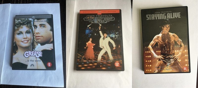 saturday night grease staying alive dvdjohn travolta 3 stuks, Alle leeftijden, Ophalen of Verzenden, Zo goed als nieuw, Nederlands